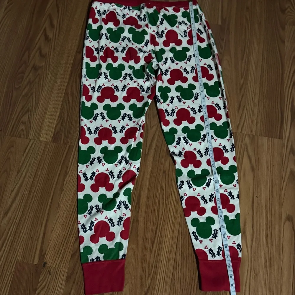 Mickey‎ Disney Christmas Red Green Pattern Organic Cotton Pants Holiday Festive - Picture 4 of 9